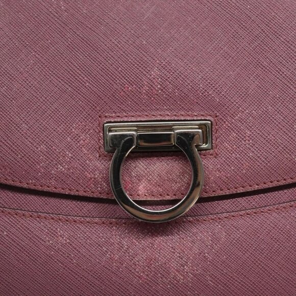 Salvatore Ferragamo Gancini Hand Bag Leather Pink Silver - Picture 12 of 16